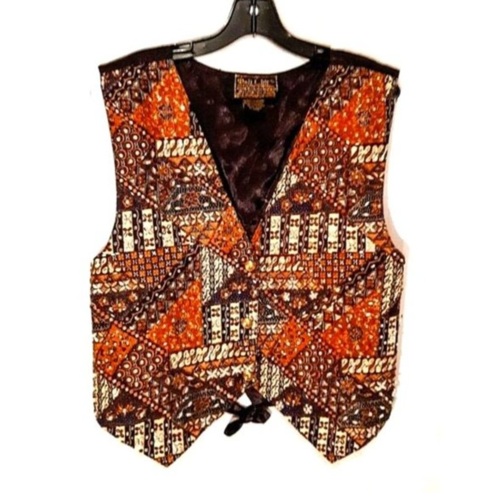 Unisex Beaded Sequined Vest Top Embellished Vintage Bali Chic Size Large VTG